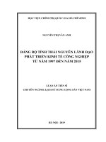 Đảng bộ tỉnh Thái Nguyên lãnh đạo phát triển kinh tế công nghiệp từ năm 1997 đến năm 2015