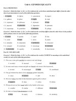 Unit 6: Gender Equality, English 10 (có đáp án)