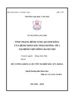 TÌNH TRẠNG BỆNH VÙNG QUANH RĂNG của BỆNH NHÂN đái THÁO ĐƯỜNG típ 2 tại BỆNH VIỆN ĐỐNG đa hà nội 