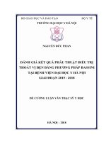 ĐÁNH GIÁ kết QUẢ PHẪU THUẬT điều TRỊ THOÁT vị bẹn BẰNG PHƯƠNG PHÁP BASSINI tại BỆNH VIỆN đại học y hà nội GIAI đoạn 2015   2018 
