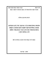 ĐÁNH GIÁ tác DỤNG của PHƯƠNG PHÁP điện CHÂM kết hợp tập DƯỠNG SINH điều TRỊ ĐAU VAI gáy DO THOÁI hóa cột SỐNG cổ 