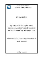 Sự tham gia của cộng đồng trong quản lý rừng trên địa bàn huyện tu mơ rông, tỉnh kon tum