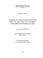 Đánh giá các nhân tố ảnh hưởng đến nhu cầu việc làm của lao động nông thôn ở thành phố cần thơ 