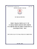 THỰC TRẠNG NHÂN lực y tế và HOẠT ĐỘNG KHÁM CHỮA BỆNH của BỆNH VIỆN đa KHOA TỈNH sơn LA GIAI ĐỌAN 2013 – 2017 