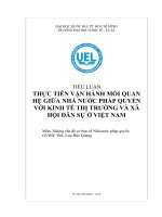 THỰC TIỄN vận HÀNH mối QUAN hệ GIỮA NHÀ nước PHÁP QUYỀN với KINH tế THỊ TRƯỜNG và xã hội dân sự ở VIỆT NAM