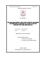 TÌNH TRẠNG DINH DƯỠNGVÀ KIẾN THỨC VỀ CHĂM sóc DINH DƯỠNG của NGƯỜI BỆNH LAO PHỔI điều TRỊ tại KHOA LAO hô hấp BỆNH VIỆN PHỔI TRUNG ƯƠNGNĂM 2018 