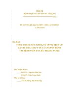 THỰC TRẠNG sức KHỎE, sử DỤNG DỊCH vụ và CHI TIÊU CHO y tế của NGƯỜI BỆNH tại BỆNH VIỆN DA LIỄU TRUNG ƯƠNG 