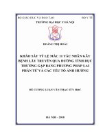 KHẢO sát tỷ lệ mắc 11 tác NHÂN gây BỆNH lây TRUYỀN QUA ĐƯỜNG TÌNH dục THƯỜNG gặp BẰNG PHƯƠNG PHÁP LAI PHÂN tử và các yếu tố ẢNH HƯỞNG 