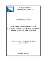 Hoàn thiện kiểm soát chi đầu tư xây dựng cơ bản tại kho bạc nhà nước huyện đăkglei, tỉnh kon tum 