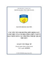 Các yếu tố ảnh hưởng đến động lực làm việc của cán bộ công chức tại ủy ban nhân dân các phường thuộc quận thủ đức 