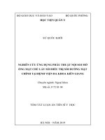 Nghiên cứu ứng dụng phẫu thuật nội soi mở ống mật chủ lấy sỏi điều trị sỏi đường mật chính tại bệnh viên Đa khoa Kiên Giang tt