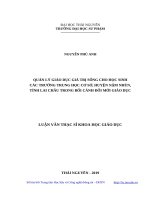 Quản lý giáo dục giá trị sống cho học sinh các trường trung học cơ sở, huyện nậm nhùn, tỉnh lai châu trong bối cảnh đổi mới giáo dục 