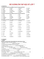 ĐỀ CƯƠNG ôn tập tiếng anh lớp 7 học kỳ 1 