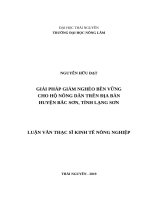 Giải pháp giảm nghèo bền vững cho hộ nông dân trên địa bàn huyện bắc sơn, tỉnh lạng sơn 