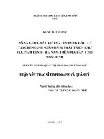 Luận văn thạc sỹ - Nâng cao chất lượng tín dụng đầu tư tại Chi nhánh Ngân hàng Phát triển Khu vực Nam Định – Hà Nam trên địa bàn tỉnh Nam Định