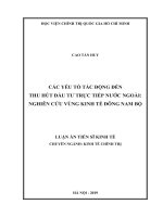 Các yếu tố tác động đến thu hút đầu tư trực tiếp nước ngoài : Nghiên cứu vùng kinh tế Đông Nam Bộ