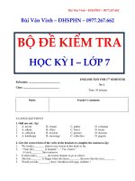 bộ đề kiểm tra học kì 1 tiếng anh 7 thí điểm bùi văn vinh 