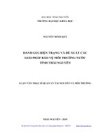 Đánh giá hiện trạng và đề xuất các giải pháp bảo vệ môi trường nước tỉnh thái nguyên 