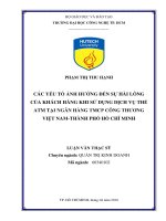 Các yếu tố ảnh hưởng đến sự hài lòng của khách hàng khi sử dụng dịch vụ thẻ ATM tại ngân hàng TMCP công thương việt nam thành phố hồ chí minh 