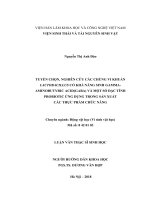 Tuyển chọn, nghiên cứu các chủng vi khuẩn lactobacillus có khả năng sinh gamma   aminobutyric acid (gaba) và một số đặc tính probiotic ứng dụng trong sản xuất các thực phẩm chức năng 