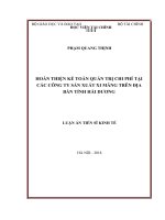 Hoàn thiện kế toán quản trị chi phí tại các công ty sản xuất xi măng trên địa bàn tỉnh hải dương 
