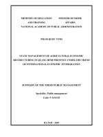 Quản lý nhà nước về chuyển dịch cơ cấu kinh tế nông nghiệp tỉnh quảng bình theo xu hướng hội nhập kinh tế quốc tế tt tiếng anh 