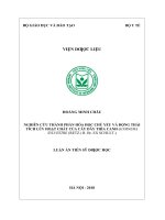 Nghiên cứu thành phần hóa học chủ yếu và động thái tích lũy hoạt chất của cây dây thìa canh gymnema sylvestre (retz ) r  br  ex  schult FILE WORD 