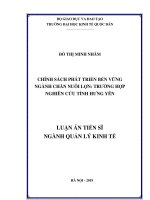 Chính sách phát triển bền vững ngành chăn nuôi lợn Trường hợp nghiên cứu tỉnh Hưng Yên