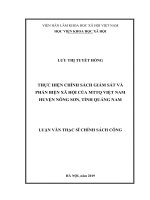 Thực hiện chính sách giám sát và phản biện xã hội của MTTQ việt nam huyện nông sơn, tỉnh quảng nam 