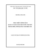 Thực hiện chính sách quản lý ngân sách nhà nước ở huyện thăng bình, tỉnh quảng nam hiện nay 