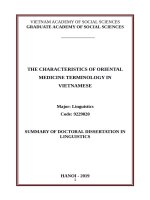 Đặc điểm thuật ngữ đông y tiếng việt tt tiếng anh 