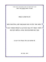 Bồi thường, hỗ trợ khi nhà nước thu hồi đất theo pháp luật đất đai từ thực tiễn huyện đông anh, thành phố hà nội 