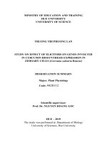 Nghiên cứu ảnh hưởng của chất kích kháng lên sự biểu hiện của một số gen tham gia quá trình sinh tổng hợp curcuminoid ở tế bào nghệ đen (curcuma zedoaria roscoe) tt tiếng anh 