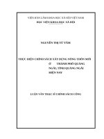 Thực hiện chính sách xây dựng nông thôn mới ở thành phố quảng ngãi, tỉnh quảng ngãi hiện nay 