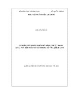 Nghiên cứu phát triển mô hình, thuật toán khai phá tập phần tử có trọng số và lợi ích cao 