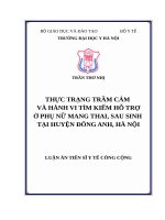 Thực trạng trầm cảm và hành vi tìm kiếm hỗ trợ ở phụ nữ mang thai, sau sinh tại huyện đông anh, hà nội 