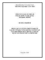 Phân lập và tuyển chọn vi khuẩn lactic có khả năng kháng vi sinh vật gây bội nhiễm mụn trứng cá do sử dụng sản phẩm chứa corticoid tt 