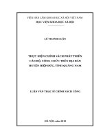 Thực hiện chính sách phát triển cán bộ, công chức trên địa bàn huyện hiệp đức, tỉnh quảng nam 