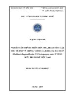 Nghiên cứu thành phần hóa học và hoạt tính gây độc tế bào và kháng viêm của hai loài hải miên rhabdastrella providentiae và xestospongia muta ở vùng biển trung bộ việt nam 