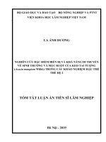Nghiên cứu đặc điểm biến dị và khả năng di truyền về sinh trưởng và mục ruột của keo tai tượng (acacia mangium willd ) trong các khảo nghiệm hậu thế thế hệ 2 tt 