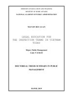 Giáo dục pháp luật cho đội ngũ thanh tra viên ở việt nam hiện nay tt tiếng anh 