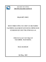 Hoàn thiện công tác cho vay hộ nghèo tại phòng giao dịch ngân hàng chính sách xã hội huyện chư păh, tỉnh gia lai