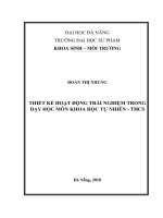 Thiết kế hoạt động trải nghiệm trong dạy học môn khoa học tự nhiên – THCS