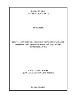 Điều tra nhận thức của cộng đồng trong công tác bảo vệ môi trường biển tại phường Phước Mỹ, quận Sơn Trà, TP, Đà Nẵng