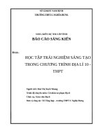 skkn học tập trải nghiệm sáng tạo trong chương trình địa lí 10 thpt