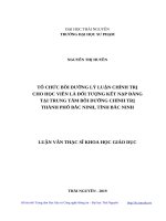 Tổ chức bồi dưỡng lý luận chính trị cho học viên là đối tượng kết nạp đảng tại trung tâm bồi dưỡng chính trị thành phố bắc ninh, tỉnh bắc ninh 
