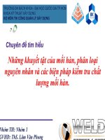 Khuyết tật của mối hàn và các biện pháp kiểm tra chất lượng mối hàn.