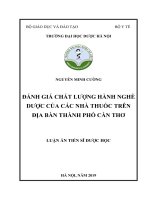 Đánh giá chất lượng hành nghề dược của các nhà thuốc trên địa bàn Thành phố Cần Thơ