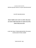 Phát triển sản xuất và tiêu thụ rau an toàn trên địa bàn thành phố thái nguyên, tỉnh thái nguyên 