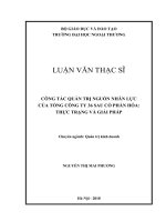 CÔNG tác QUẢN TRỊ NGUỒN NHÂN lực của TỔNG CÔNG TY 36 SAU cổ PHẦN hóa THỰC TRẠNG và GIẢI PHÁP 